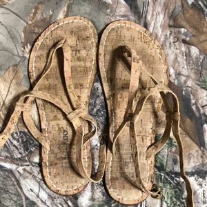 Tan cork bottom sandals size 8